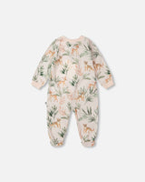Organic Cotton Jersey One-Piece Pyjama Peach Deer Print-1