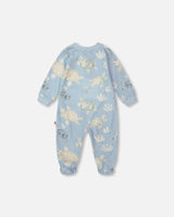 Organic Cotton Jersey One-Piece Pyjama Blue Turtle Print-1