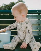 Organic Cotton Jersey One-Piece Pyjama Beige Zebra Print-1