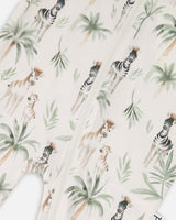 Organic Cotton Jersey One-Piece Pyjama Beige Zebra Print-3
