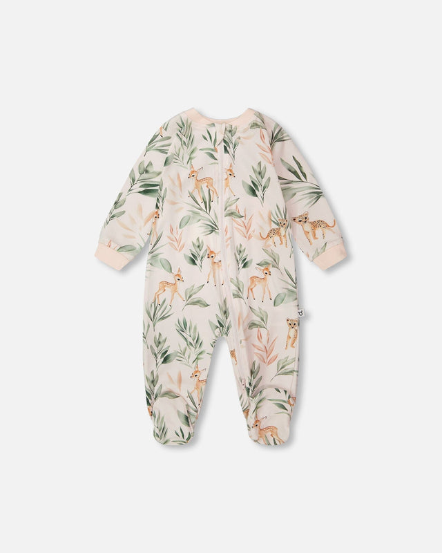 Organic Cotton Jersey One-Piece Pyjama Peach Deer Print-0