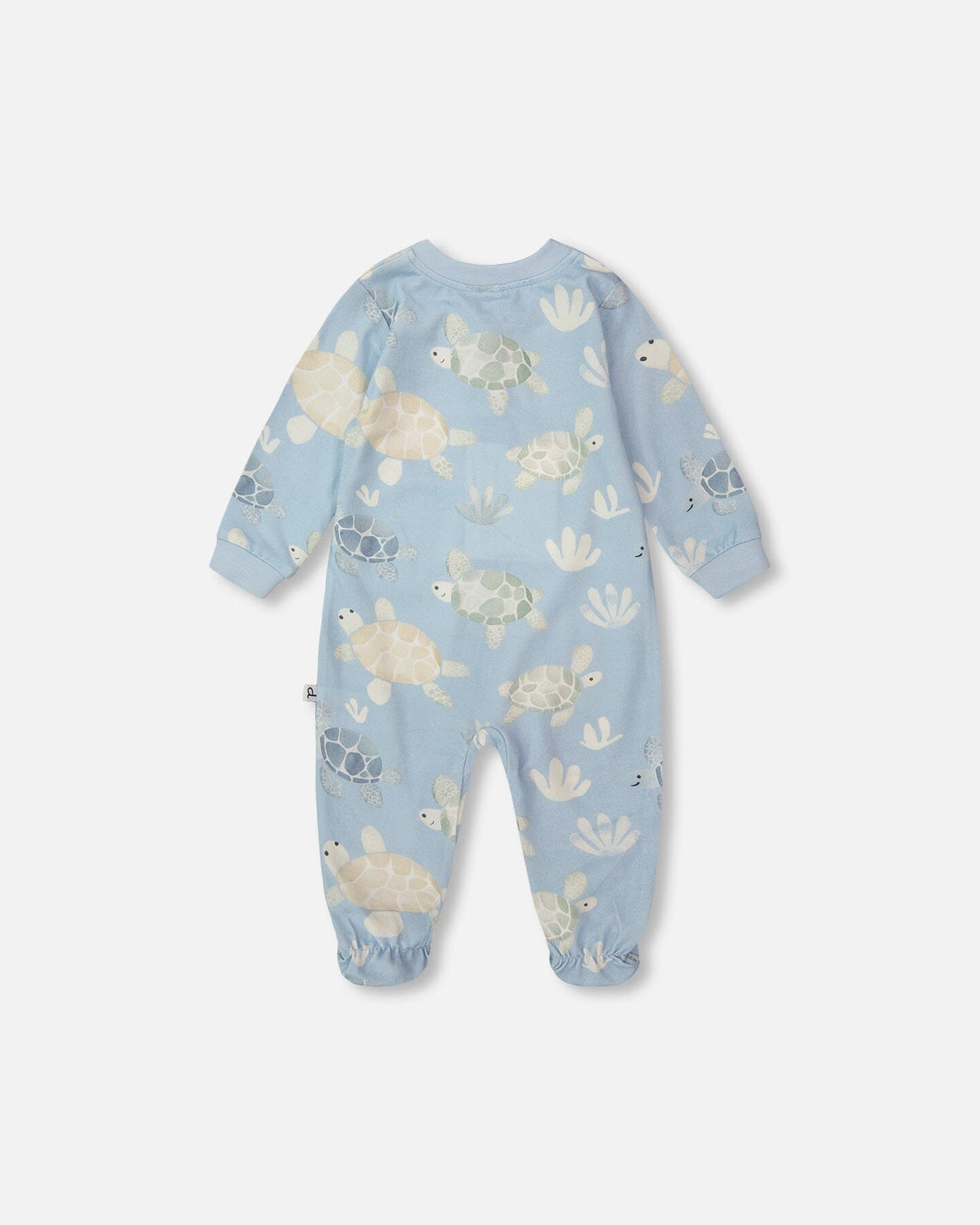 Organic Cotton Jersey One-Piece Pyjama Blue Turtle Print-2