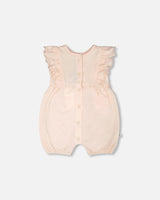 Organic Cotton Jersey Romper With Frills Peach-0