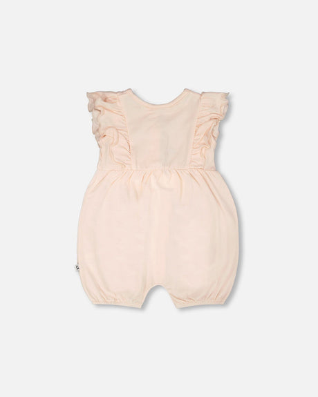 Organic Cotton Jersey Romper With Frills Peach-1