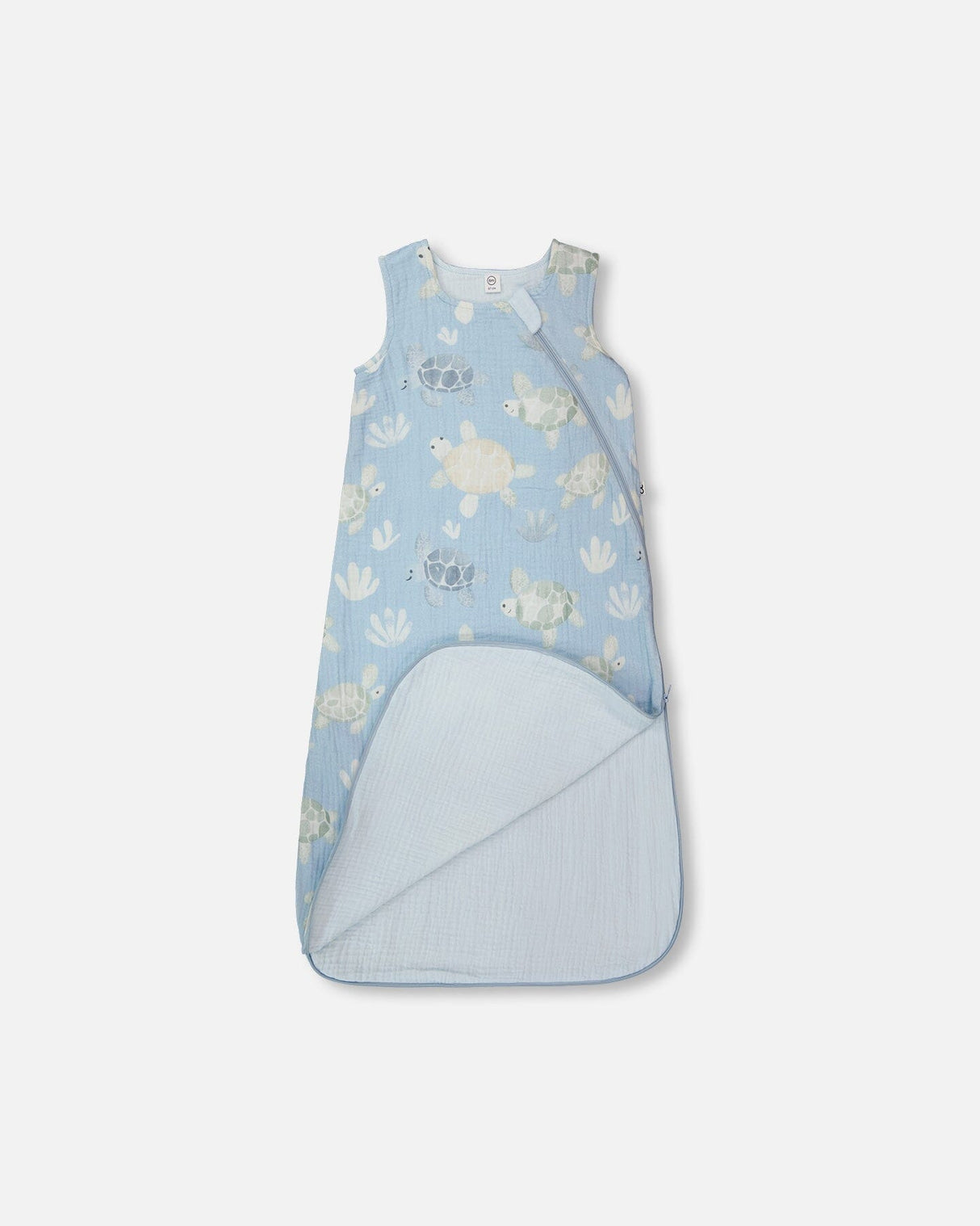 Cotton Jersey Muslin Sleep Sack Blue Turtle Print-2