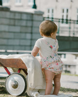 Organic Cotton Jersey Onesie And Muslin Overall Set White And Pink Printed Berries-2