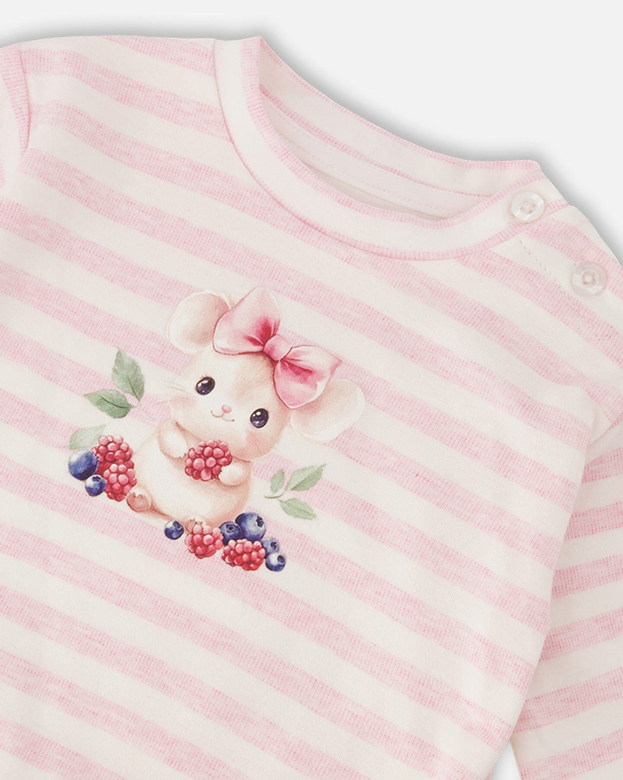 Cotton Jersey Top And Pants Set White And Pink Stripes-3