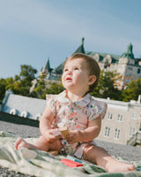 Cotton Muslin Romper Pink Printed Berries-1