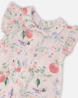 Cotton Muslin Romper Pink Printed Berries-3