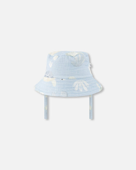Cotton Muslin Hat Blue Turtle Print-0