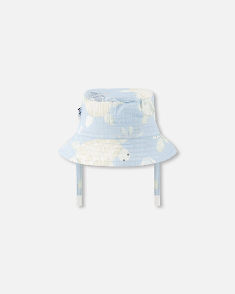 Cotton Muslin Hat Blue Turtle Print-2