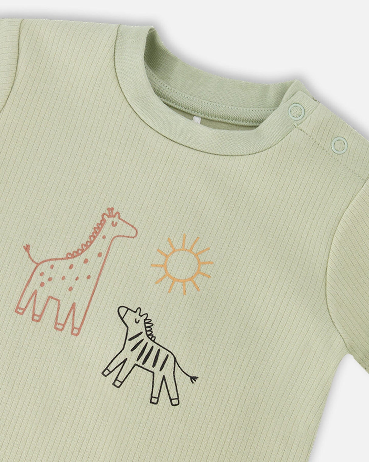 Cotton Rib Jersey T-Shirt And Organic Cotton Jersey Short Set Sage Green And Black-3