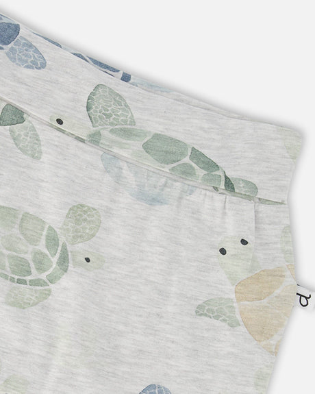 Organic Cotton Jersey Evolutive Pants Grey Mix Turtle Print-2