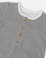 Cotton Jersey Romper Black And Off White Stripes-2