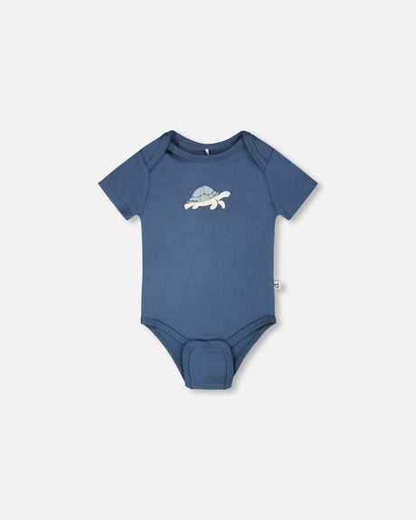 Evolutive Organic Cotton Jersey Onesie Medium Blue-1