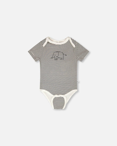 Evolutive Jersey Onesie Black And Off White Stripes-1
