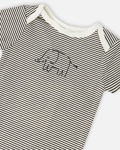 Evolutive Jersey Onesie Black And Off White Stripes-3