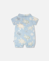 Muslin Romper Blue Turtle Print-3