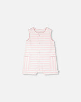Cotton Striped Romper White And Pink Stripes-0