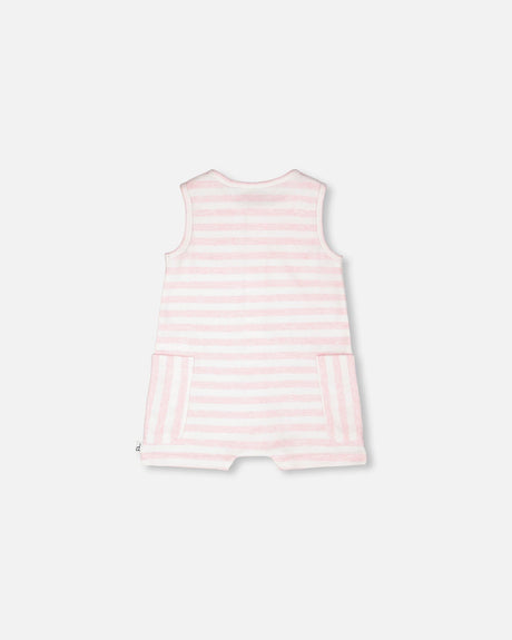 Cotton Striped Romper White And Pink Stripes-1