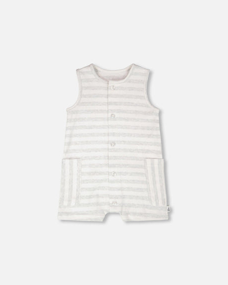 Cotton Striped Romper White And Grey Stripes-0
