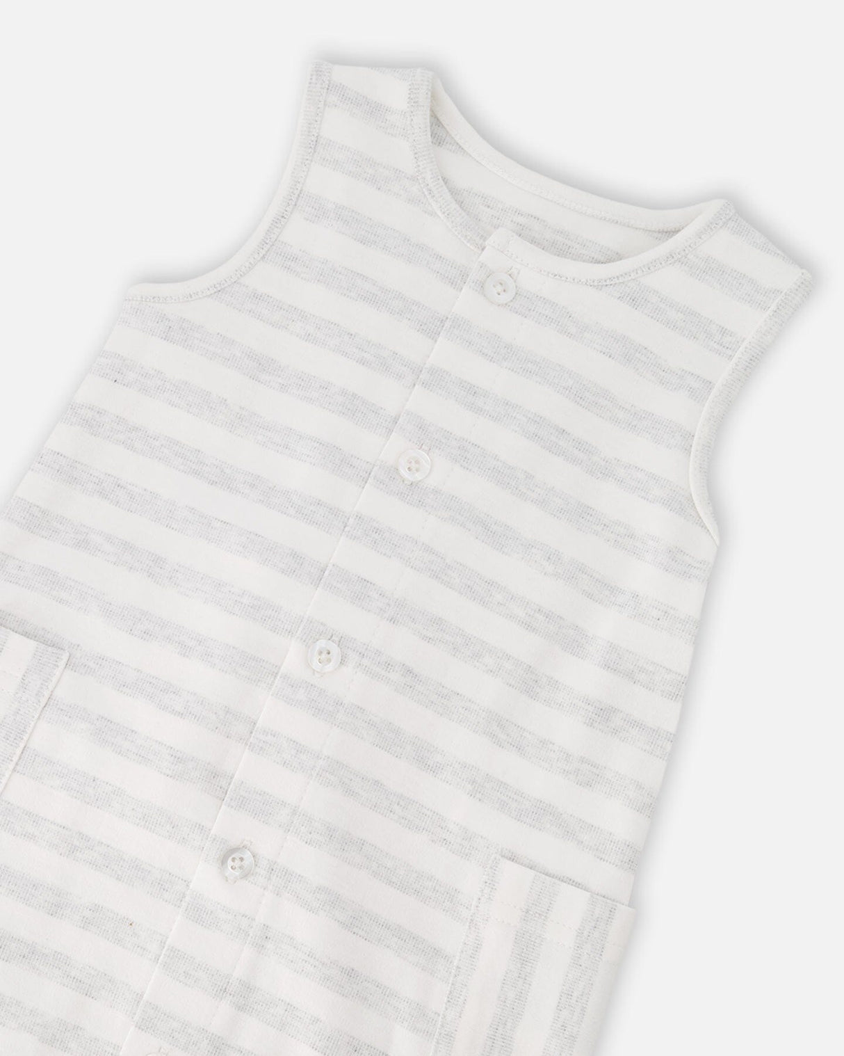 Cotton Striped Romper White And Grey Stripes-2