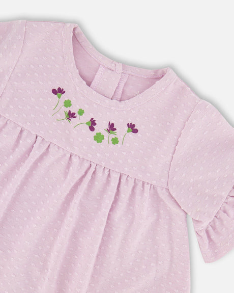 Jersey Tunic And Cotton Capri Set Lavender And Green Printed Flowers-3