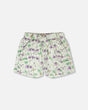 Jersey Shorts Green Printed Flowers-0