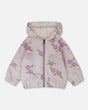 French Terry Hooded Cardigan Lilac Snails Print-0