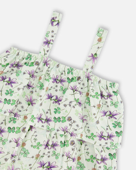 Deux par Deux green floral tiered jersey romper, alternate view