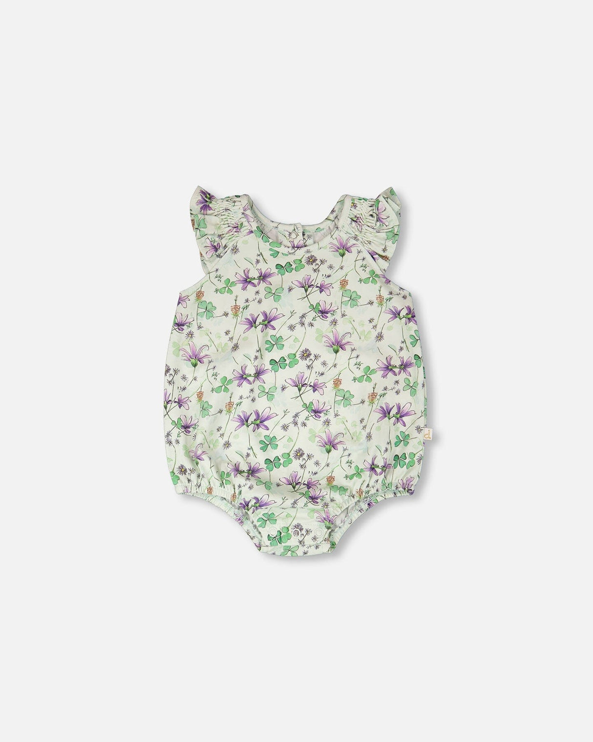 Jersey Romper Green Printed Flowers-0