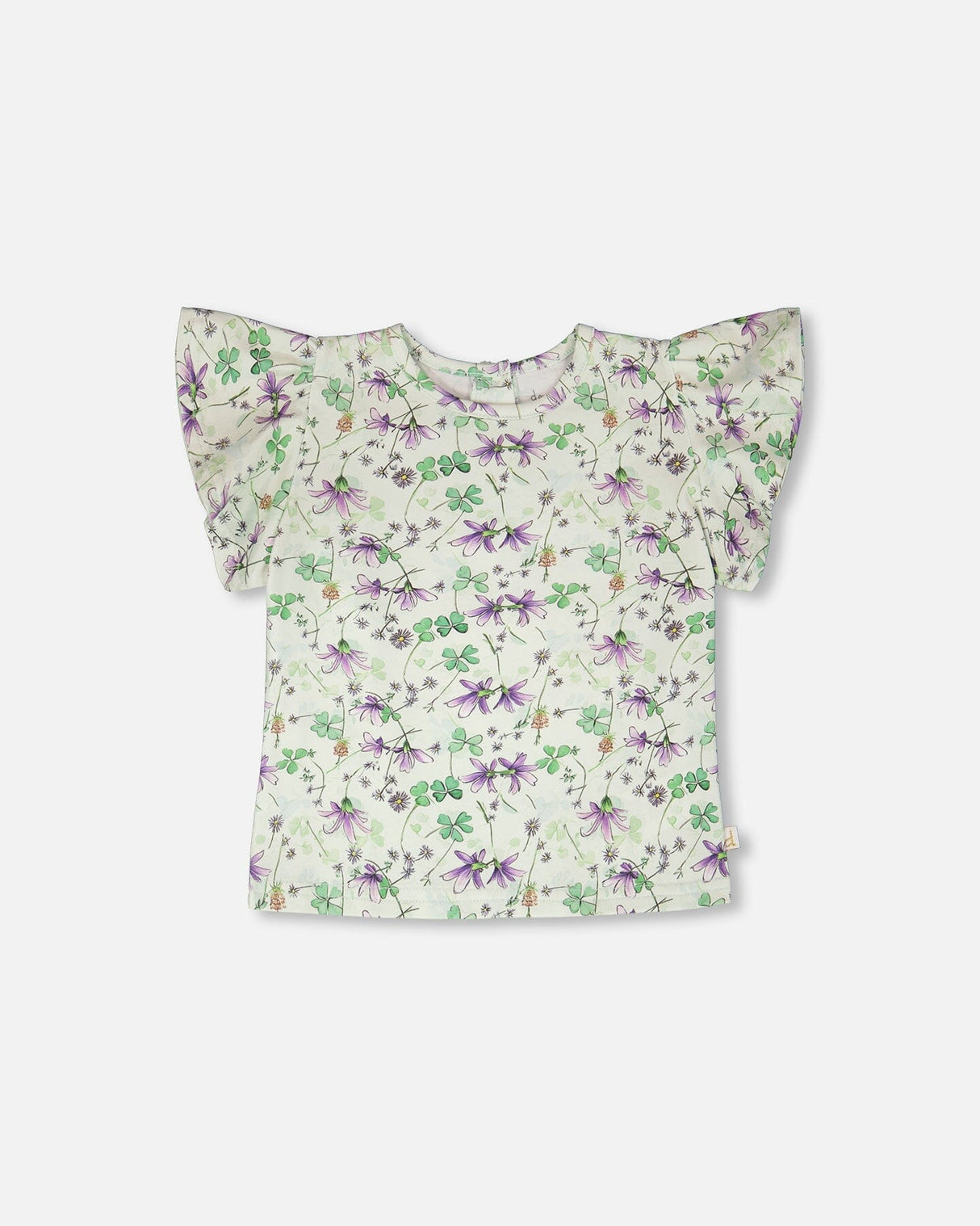 Jersey T-Shirt Green Printed Flowers-0