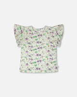Jersey T-Shirt Green Printed Flowers-0