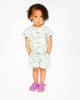 Jersey T-Shirt Green Printed Flowers-1