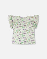 Jersey T-Shirt Green Printed Flowers-2