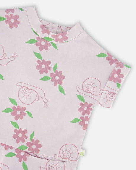 French Terry Dress Lilac Snails Print-2