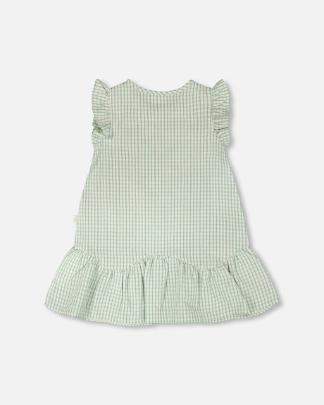 Plaid Poplin Dress Green-1