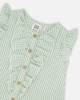 Plaid Poplin Dress Green-2