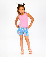 Crinkle Jersey Shorts Blue Shell Print-1