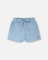 Blue Chambray Shorts-0