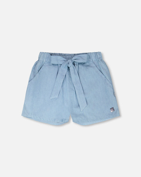 Blue Chambray Shorts-0