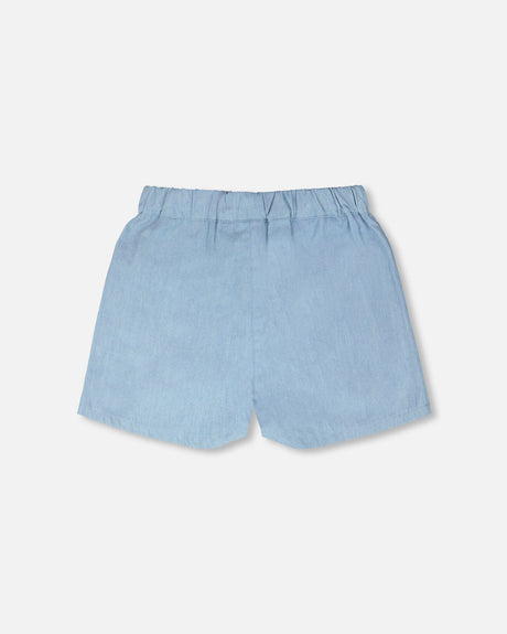Blue Chambray Shorts-2