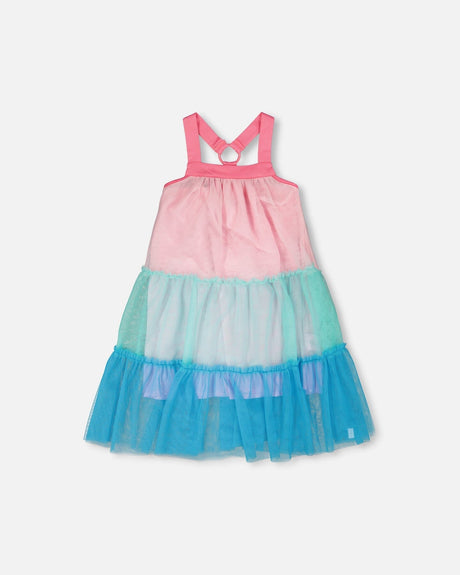 Mesh Dress Pink And Blue-0