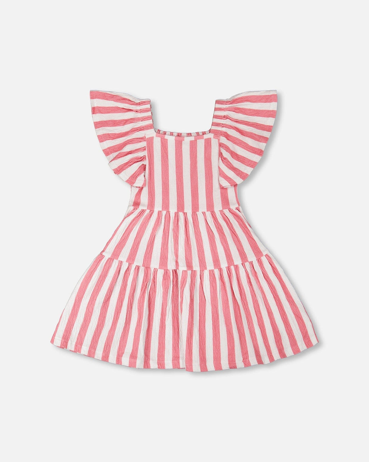 Crinkle Jersey Dress White And Pink Stripes-0