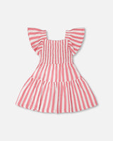 Crinkle Jersey Dress White And Pink Stripes-2