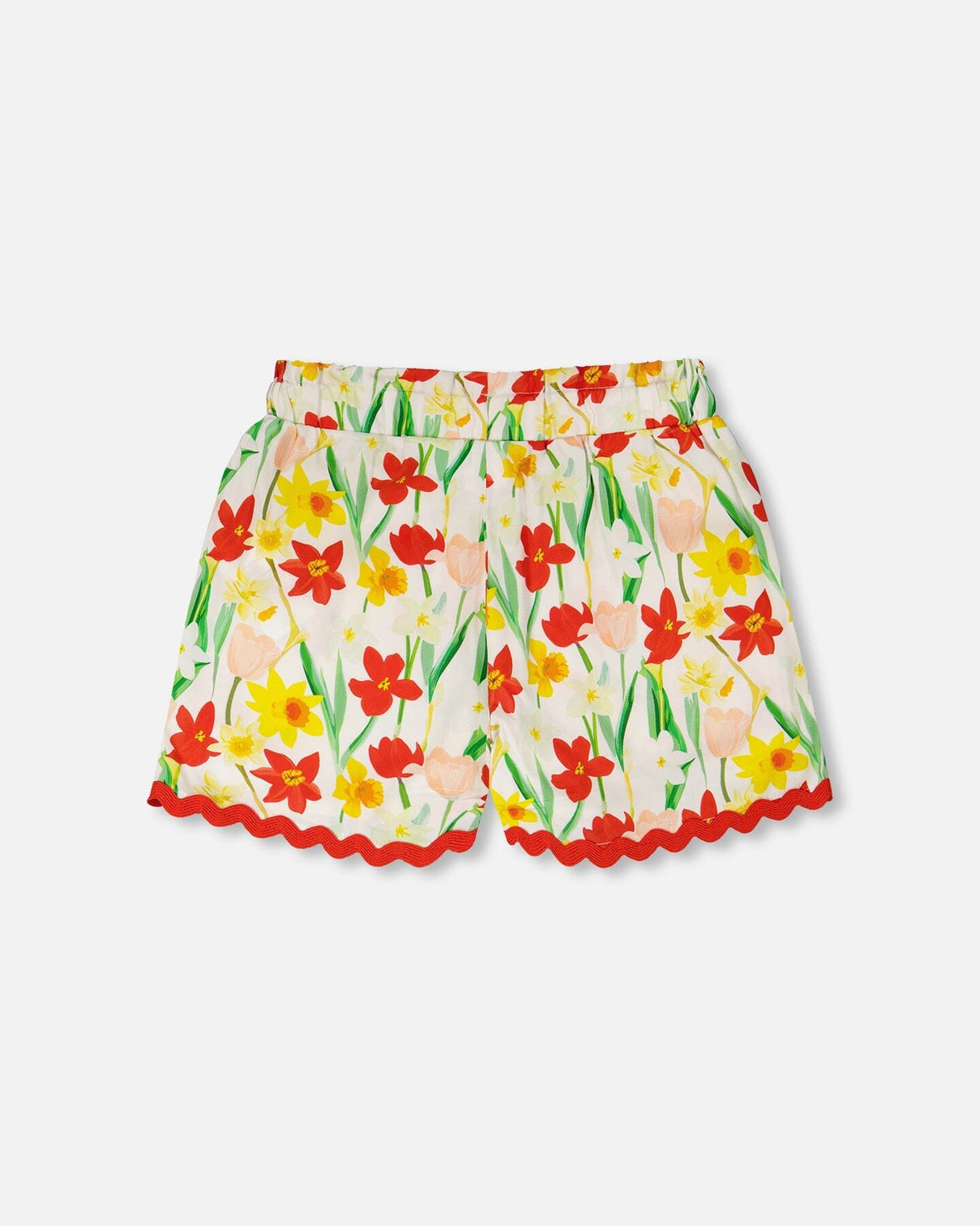 Viscose Shorts White Daffodil Print-3