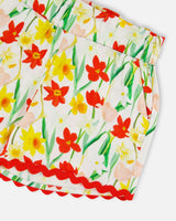 Viscose Shorts White Daffodil Print-4