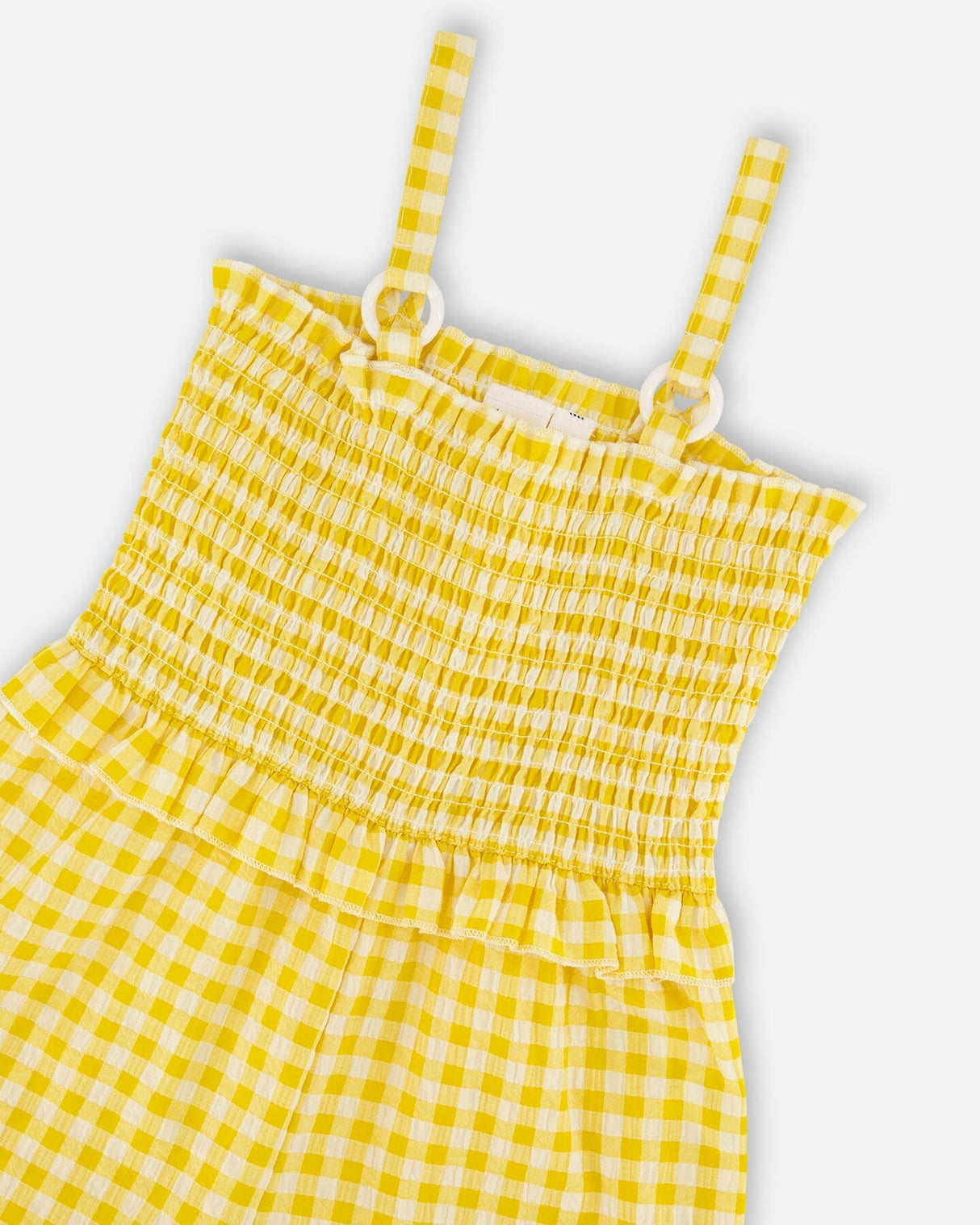 Capri Jumpsuit With Smocking Yellow Gingham-4