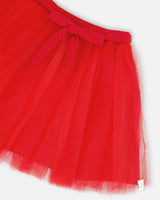 Mesh And Eyelet Skirt Red-3