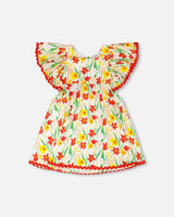 Viscose Dress White Daffodil Print-0